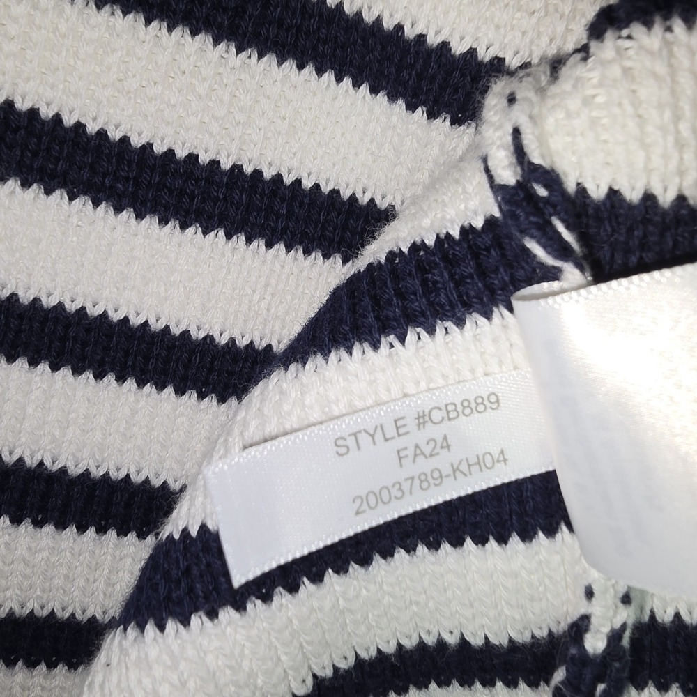 J Crew Emile Cardigan Lady Knit Jacket Size M White Navy Stripe Preppy Womens - Picture 7 of 8